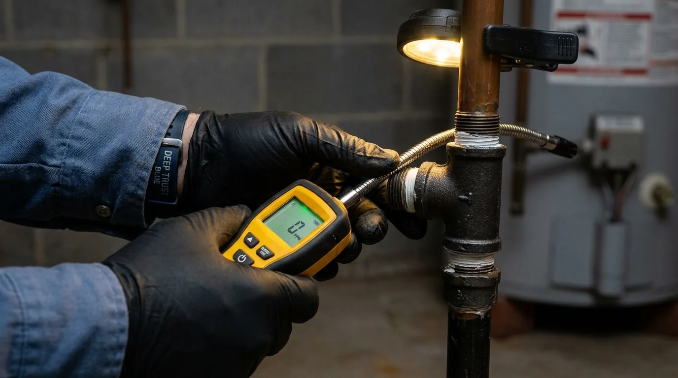 Gas leak detection with electronic sniffer by Johns Plumbing LLC in Big Pine Key
