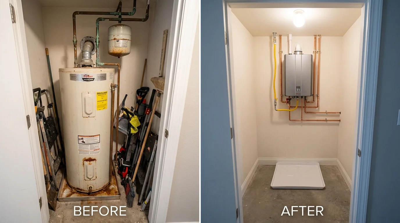 Tank water heater versus wall-mounted tankless unit comparison for Big Pine Key, FL homeowners